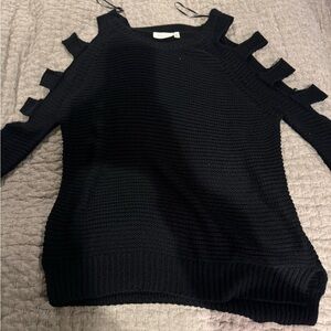 Chic Black Women's Sweater with Shoulder Cutouts